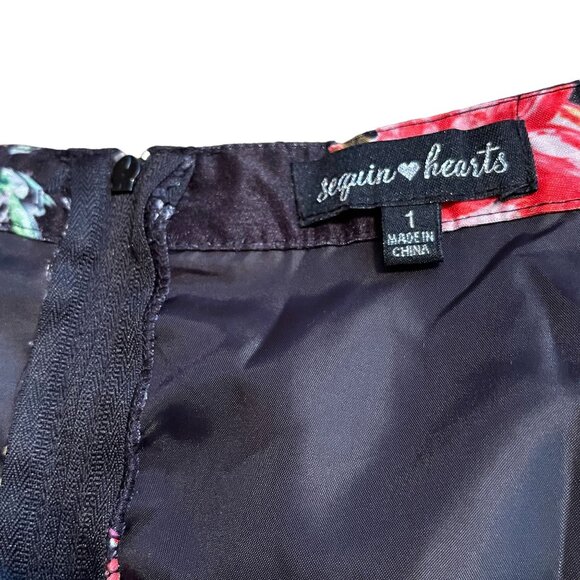 Sequin Hearts 2 Piece Party Dress Crop Top Floral Skirt Size 1 - Picture 14 of 16